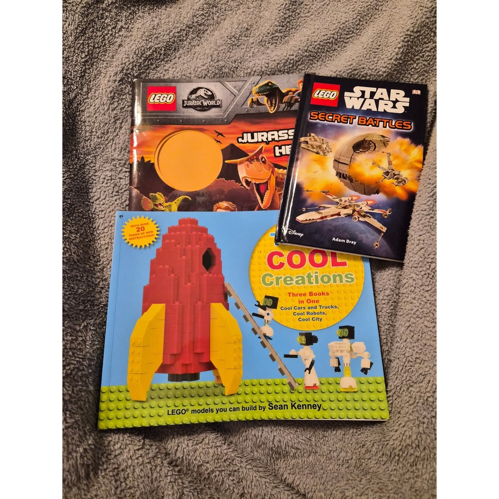 LEGO Books Lot Star Wars Secret Battles Jurassic World Totally Cool Creations